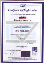 Hometech is certified by ISO 9001